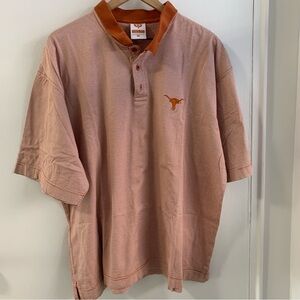 Vintage Texas Longhorns Burnt Orange and White Striped Polo Shirt Size XXL